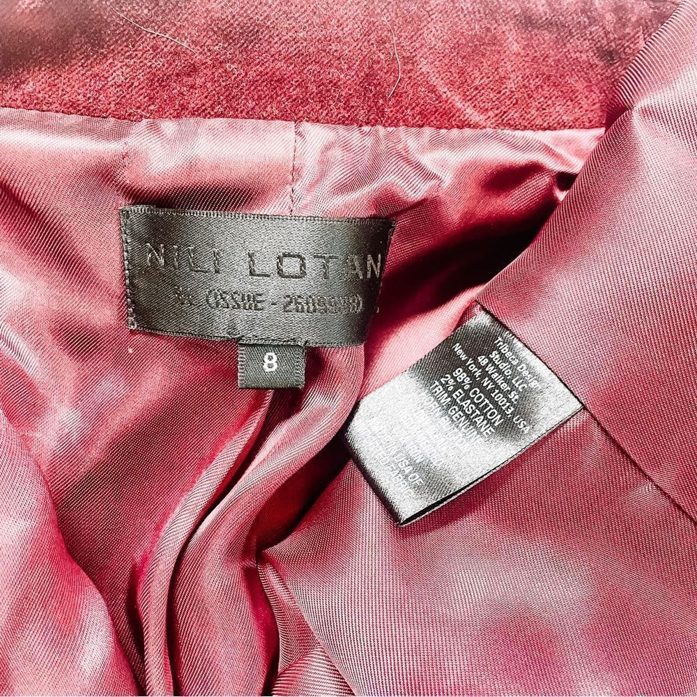 Nili Lotan Classon Velvet Burgundy Single Breasted One Button Jacket Blazer Sz 8 - Picture 7 of 7